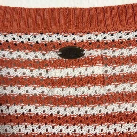 Quiksilver Knit Striped Sweater- 3/4 Sleeve- Orange & White- Size Medium - Picture 5 of 5